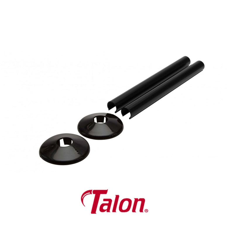 Black 200mm Talon Snappit Towel Rail Radiator Pipe Covers Collars