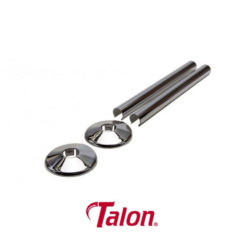 Chrome 200mm Talon Snappit Towel Rail Radiator Pipe Covers Collars