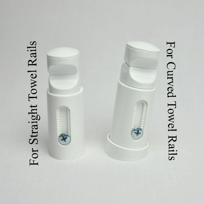 White Ellipse Towel Rail Wall Bracket Set