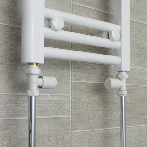 White Straight Towel Rail Radiator Valve (Pair of 2 Valves)